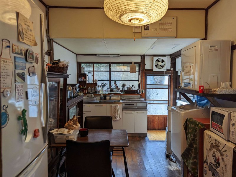 kitchen at a cosy guesthouse in suzaka